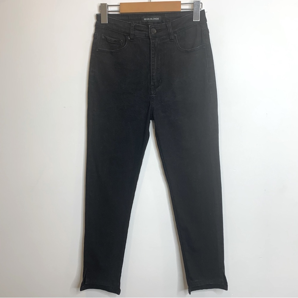 Neon Blonde Bombshell High Rise Skinny Ankle Crop Jeans Black